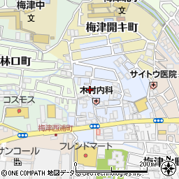 京都府京都市右京区梅津北浦町周辺の地図
