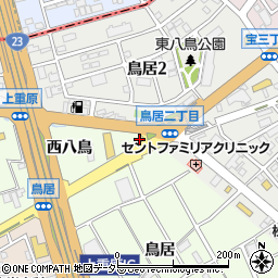 愛知県知立市上重原町東八鳥周辺の地図