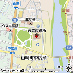 宍粟市役所　議会事務局周辺の地図