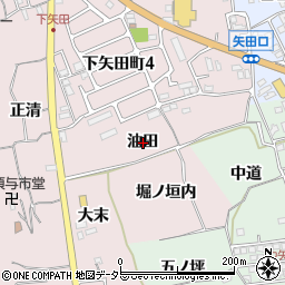 京都府亀岡市下矢田町油田周辺の地図