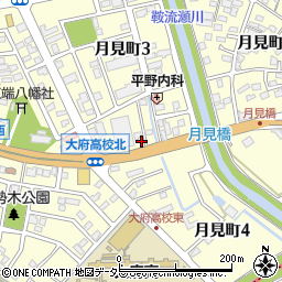 愛知県大府市月見町周辺の地図