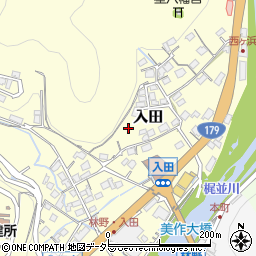 岡山県美作市入田周辺の地図