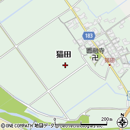 滋賀県日野町（蒲生郡）猫田周辺の地図