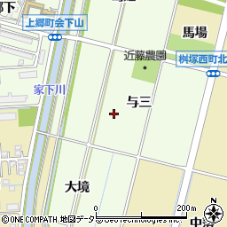 愛知県豊田市上郷町与三周辺の地図