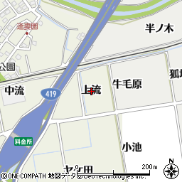 愛知県知立市牛田町上流周辺の地図