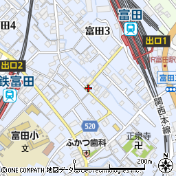 三重県四日市市富田周辺の地図