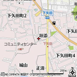 京都府亀岡市下矢田町垣添周辺の地図