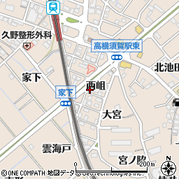愛知県東海市高横須賀町西岨周辺の地図