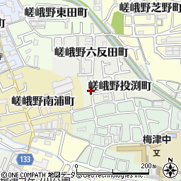 京都府京都市右京区嵯峨野投渕町周辺の地図