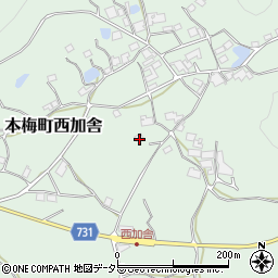 京都府亀岡市本梅町西加舎（春日田）周辺の地図