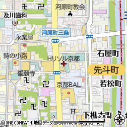 ホテルリソル京都河原町三条周辺の地図