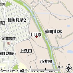 京都府亀岡市篠町山本上河原周辺の地図