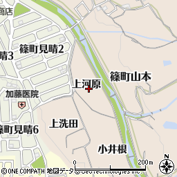 京都府亀岡市篠町山本（上河原）周辺の地図
