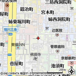 京都府京都市中京区三条油小路町周辺の地図