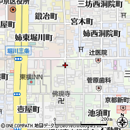 京都府京都市中京区三条油小路町周辺の地図