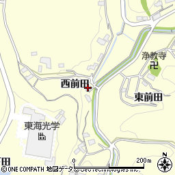 愛知県岡崎市恵田町（西前田）周辺の地図
