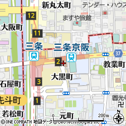 京都市交通局　三条京阪駅定期券発売所周辺の地図