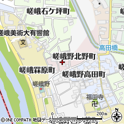 京都府京都市右京区嵯峨野北野町周辺の地図