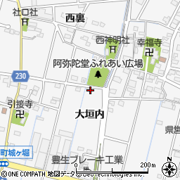 愛知県豊田市畝部西町大垣内周辺の地図