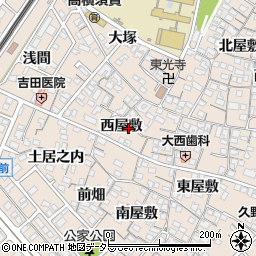 愛知県東海市高横須賀町西屋敷周辺の地図