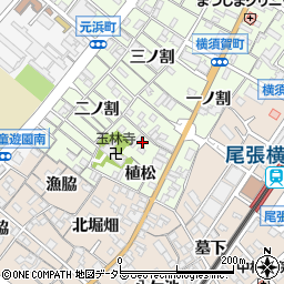愛知県東海市横須賀町二ノ割甲周辺の地図