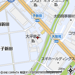 愛知県大府市横根町（子新田）周辺の地図