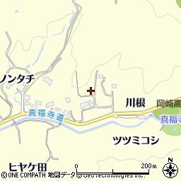 愛知県岡崎市駒立町川根49周辺の地図