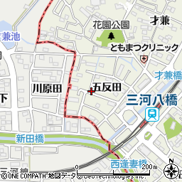 愛知県豊田市花園町五反田周辺の地図
