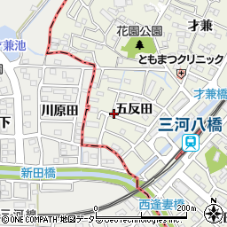愛知県豊田市花園町（五反田）周辺の地図