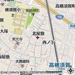愛知県東海市高横須賀町（北屋敷）周辺の地図