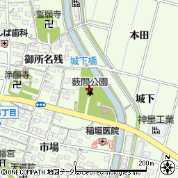 薮間公園トイレ周辺の地図