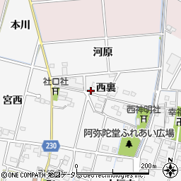 愛知県豊田市畝部西町西裏周辺の地図