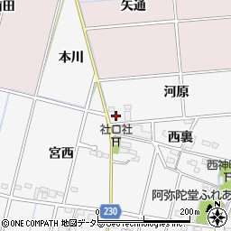 愛知県豊田市畝部西町河原周辺の地図