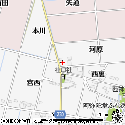 愛知県豊田市畝部西町（河原）周辺の地図