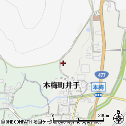 京都府亀岡市本梅町井手（西山）周辺の地図