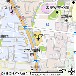 ライフ太秦店周辺の地図