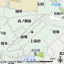 愛知県東海市大田町前畑周辺の地図