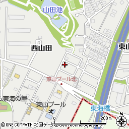 愛知県東海市富木島町西山田周辺の地図