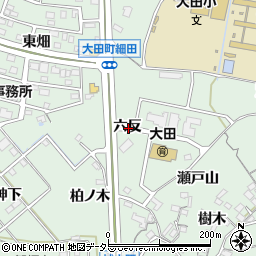 愛知県東海市大田町六反周辺の地図