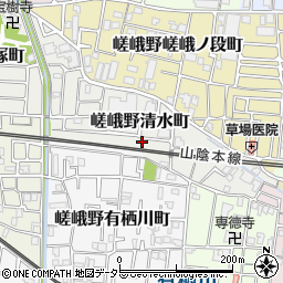 京都府京都市右京区嵯峨野清水町21-37周辺の地図