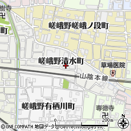 京都府京都市右京区嵯峨野清水町21-66周辺の地図