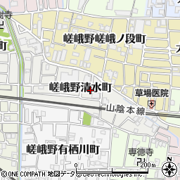 京都府京都市右京区嵯峨野清水町21-62周辺の地図