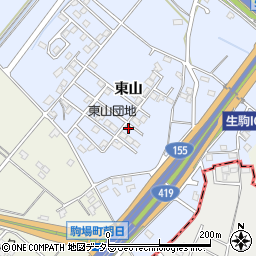 愛知県豊田市生駒町東山196周辺の地図