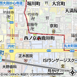 京都府京都市中京区西ノ京西鹿垣町周辺の地図