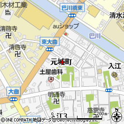 静岡県静岡市清水区元城町周辺の地図