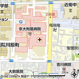 京都大学　京大病院地区附属病院・ＥＢＭ推進部周辺の地図