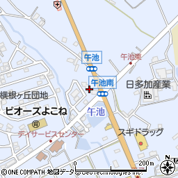 愛知県大府市横根町（午池）周辺の地図