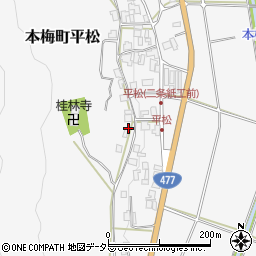 京都府亀岡市本梅町平松上垣内周辺の地図