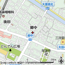 愛知県東海市大田町郷中周辺の地図