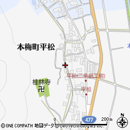 京都府亀岡市本梅町平松（中野垣内）周辺の地図